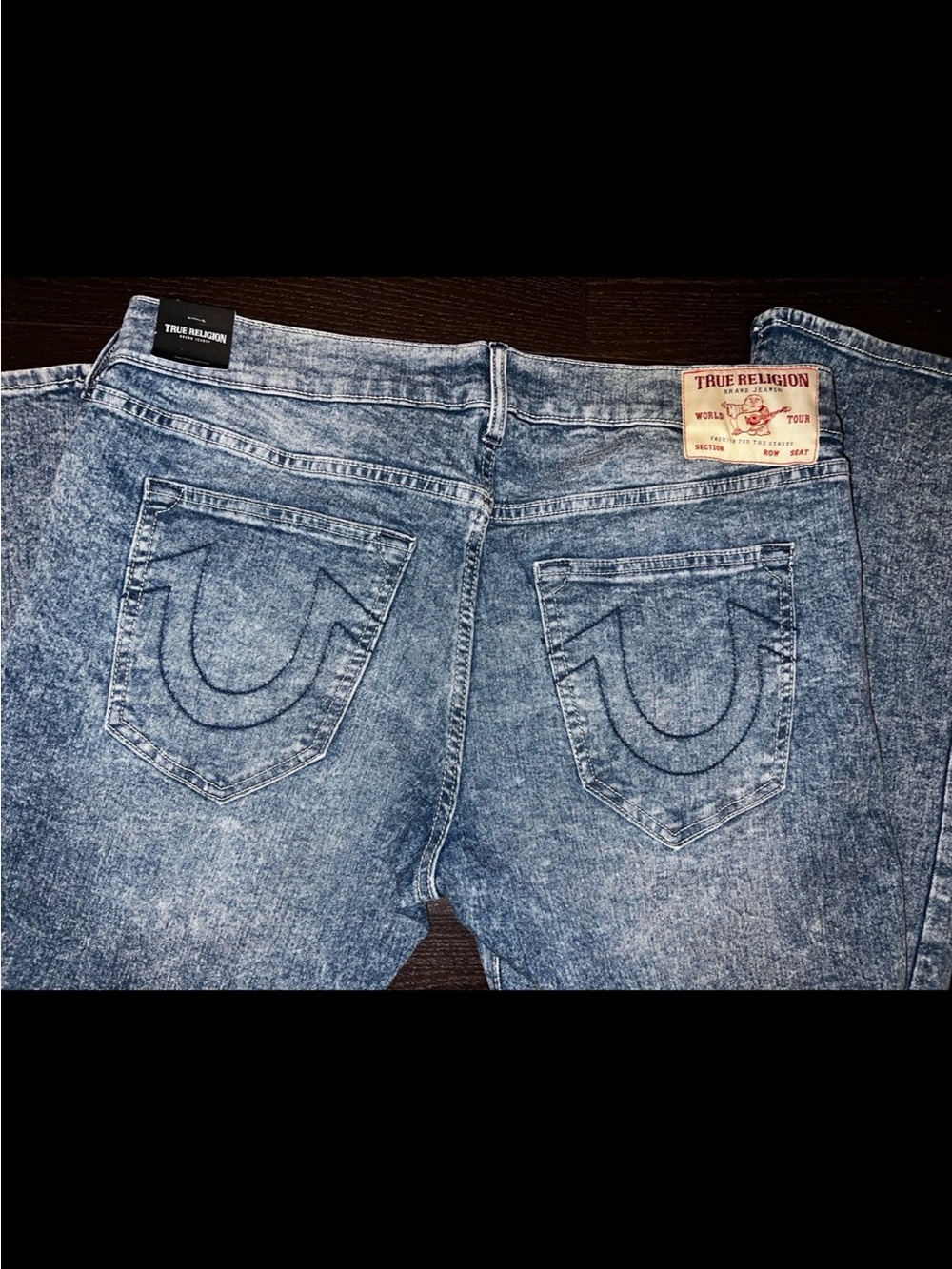 True Religion Men’s Light Blue Acid-Wash Straight Jeans